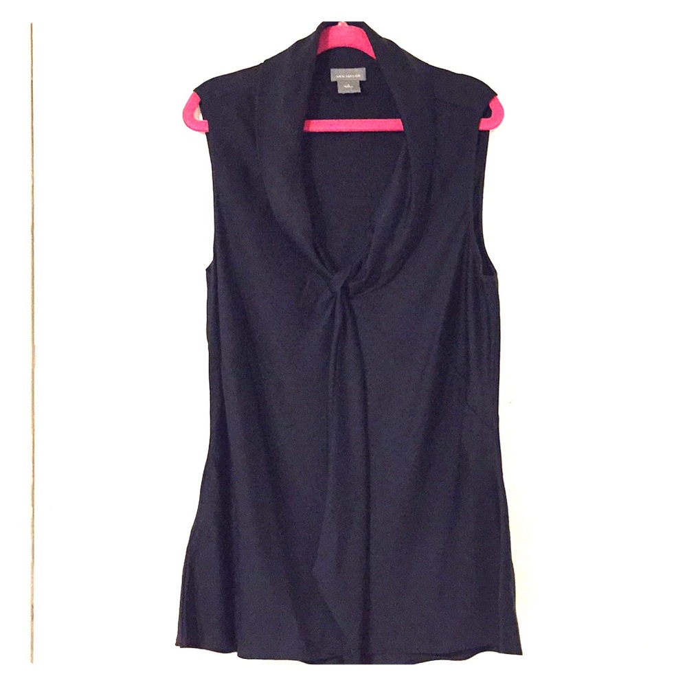Ann Taylor Silk Bow Neck Shell